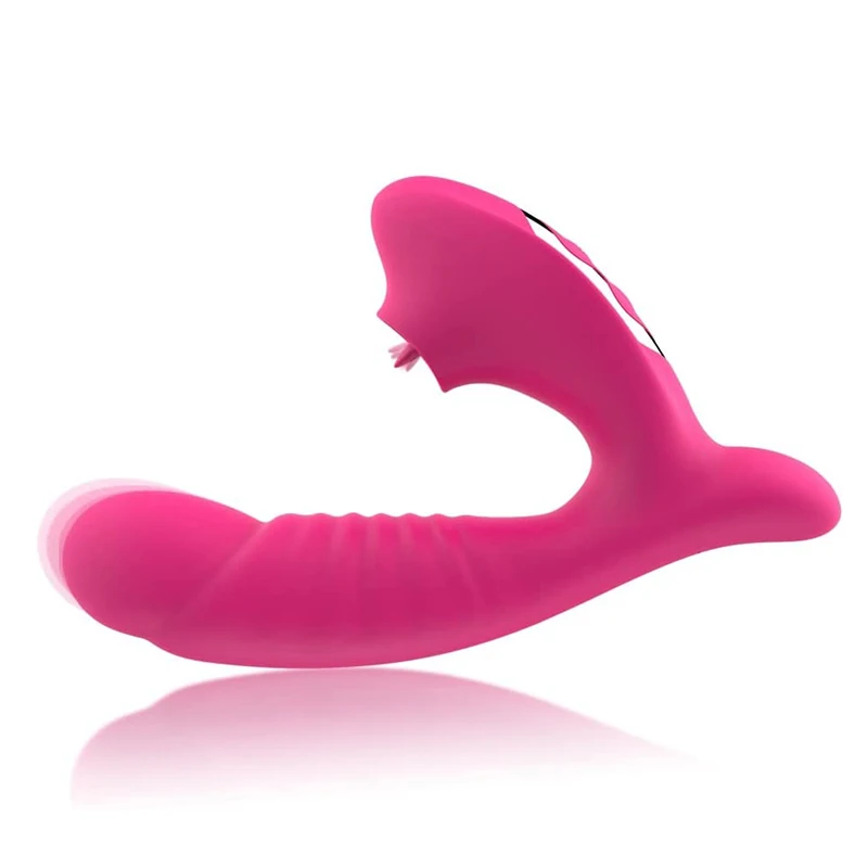 2 In 1 Tongue Licking And G Spot Vibrator Dildo Toy For Women 7 Tongue Licking And 10 Vibration Modes Anal Sex Toy For Women image