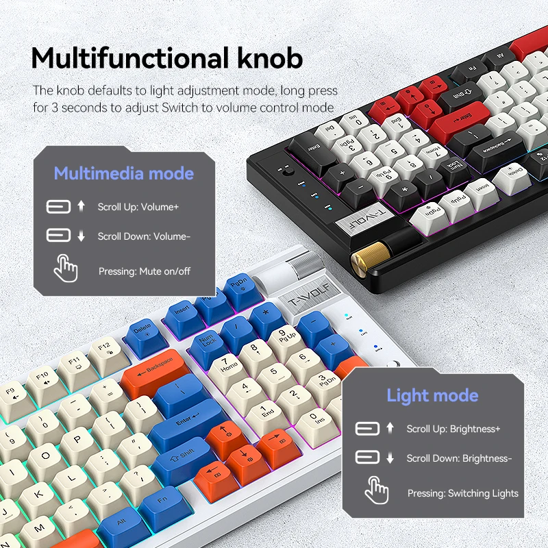 KEYBOARD LOGO TEE / WHT / Mサイズ T-WOLF Wired 97% Layout Keyboard with Anti-Ghosting Red Switches