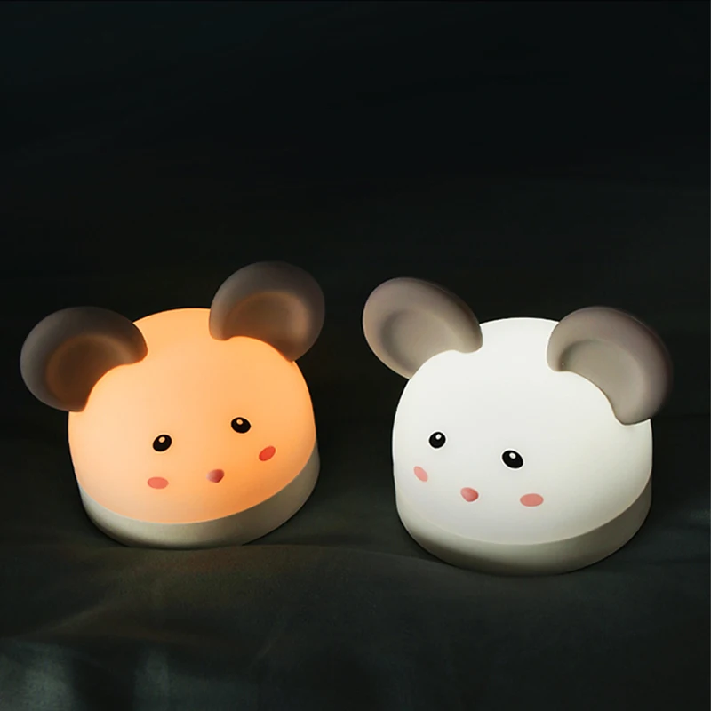
 Ночной светильник Gulu mouse с мультяшным рисунком для детской комнаты, прикроватный детский цифровой будильник с USB-зарядкой, светильник для подарка на день рождения  