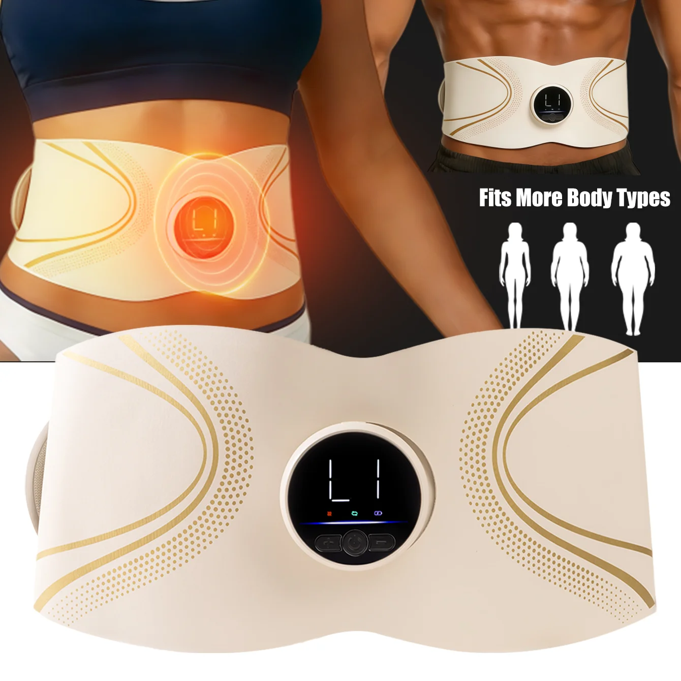 Ab Stimulator Abs Sculptor Muscle Toner with 8 Mode EMS Shaping Waist Belt Abdominal Fat Loss Lower Back Massager for Women