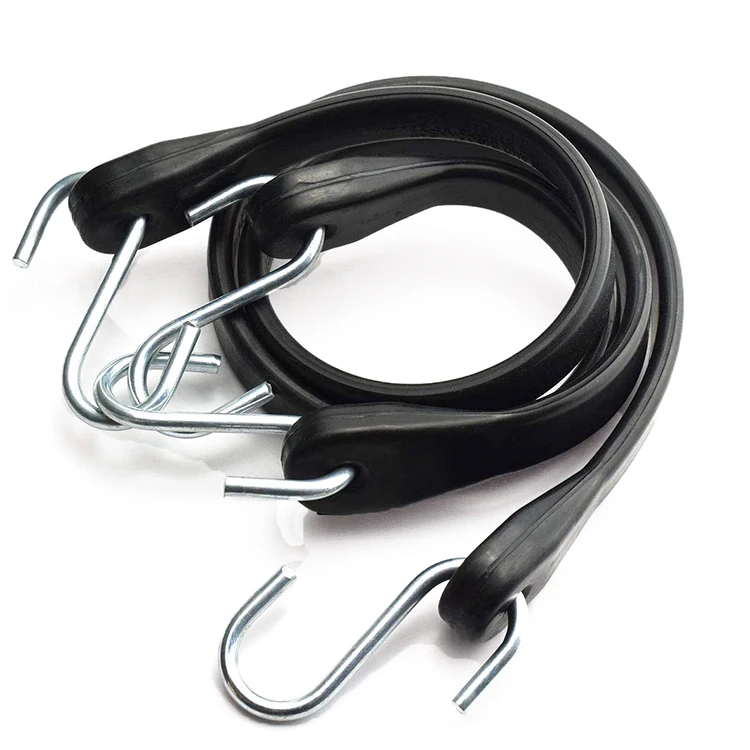 Multiple Length Long Heavy Duty EPDM Rubber Tie Down Bungee Cord with Crimped Metal S Hooks Alibaba