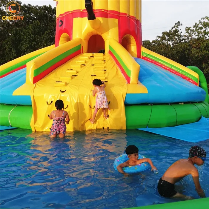 Inflatable Water Park Big Bouncy Castle Slide Happy Hop Shark Pool - Main Image