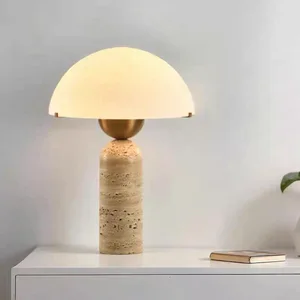 Nordic Natural Yellow Travertine Table Lamp for Modern Home Hotel Living Room Study Bedroom Bedside Decor for Reading