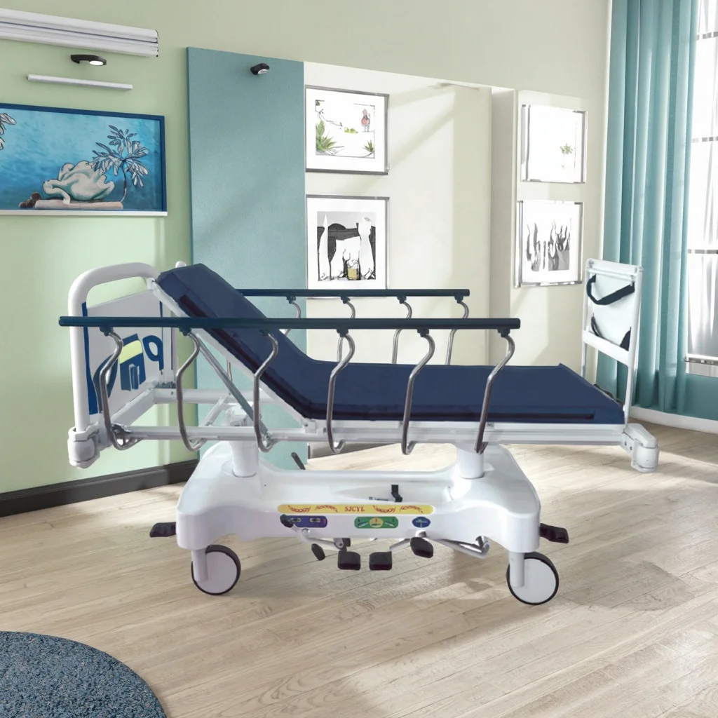 Clinical Transfers Multi-Axis Hospital Bed -15~+15 Tilt Segmented Adjustment Metal Construction Modern for Hotel School Use 3