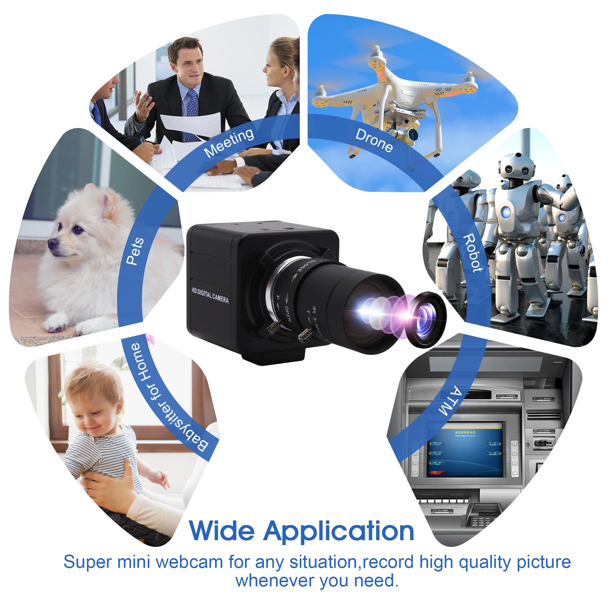 ELP 4K Webcam Manual Varifocal Lens IMX415 Sensor High Speed 30fps 10X Zoom USB Computer Camera for Laplap PC Tablet Mobile