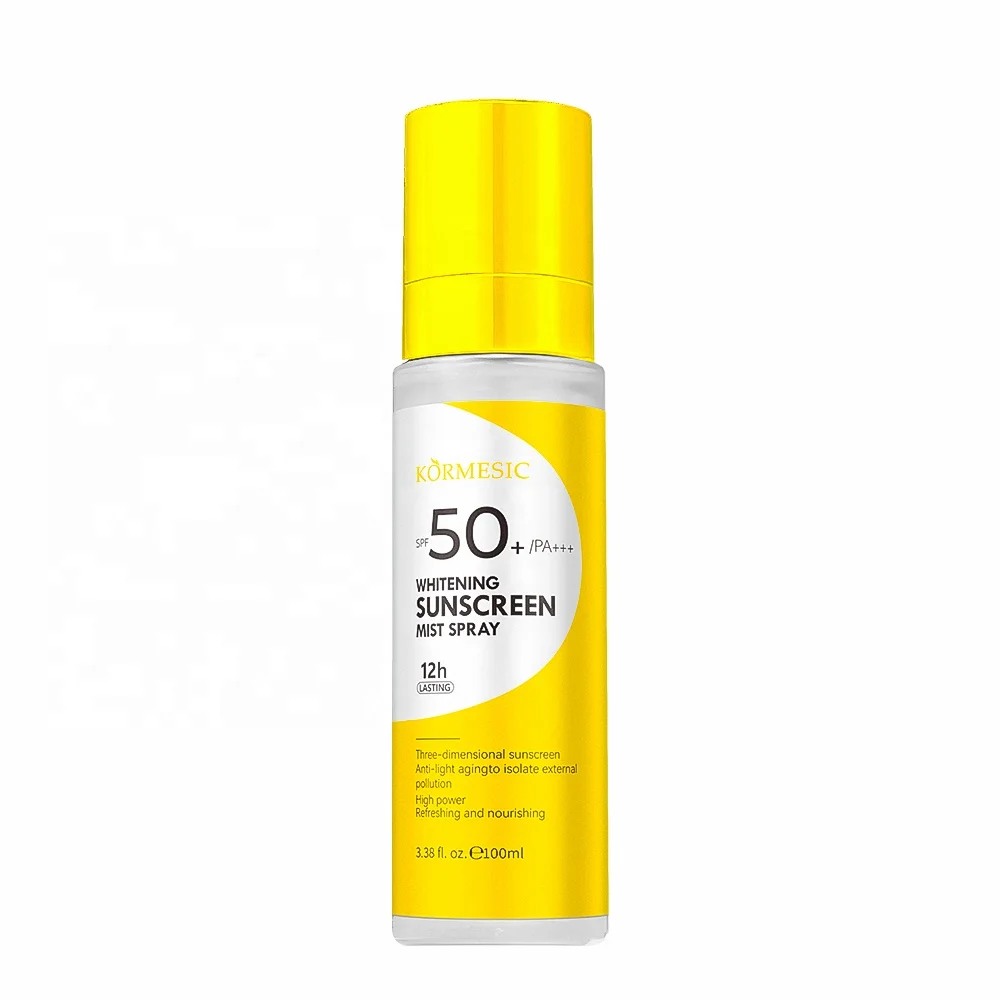 OEM частная марка KORMESIC SPF 50 + отбеливающий Солнцезащитный спрей высокой мощности освежающие и питательные продукты