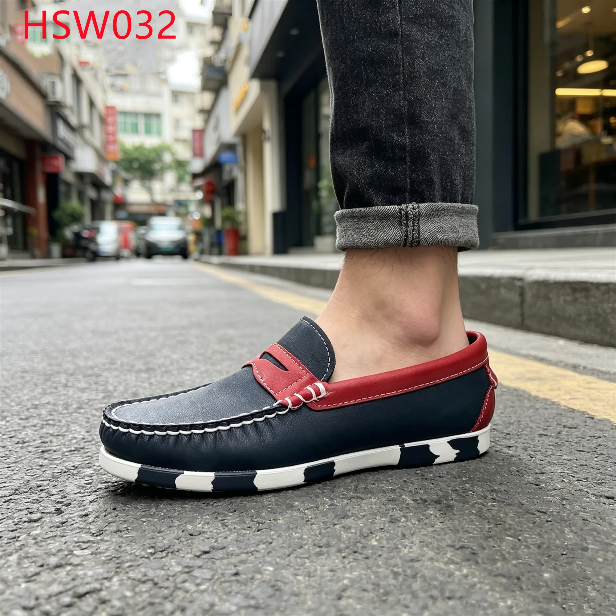 LXG,Spain Popular Versatile Docksides Classic Boat Shoes Day Wearing Contrasting Color Design Handcrafted Peas Shoes HSW032
