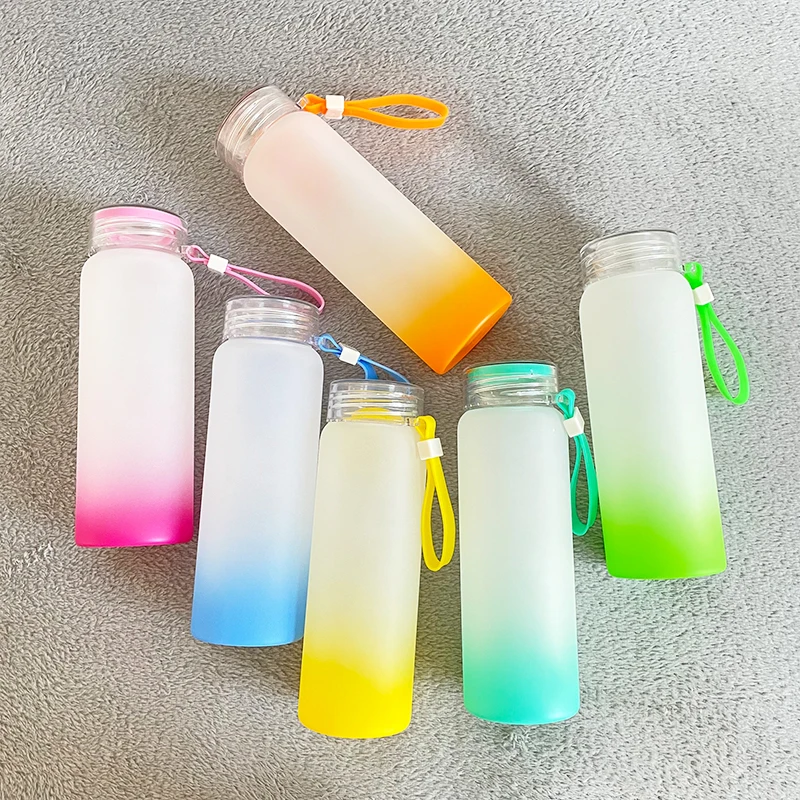 Sublimation ombré frosted glass water bottle (500ml)