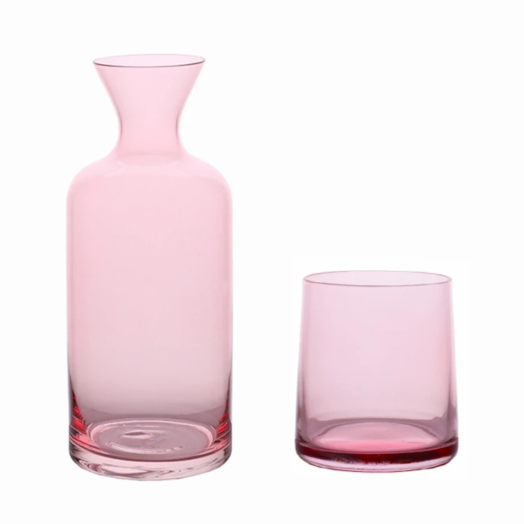 Wholesale Hot Sale Nordic Light Luxury Modern Household Creative Juice Water Pink Glass Teapot Cup Set
