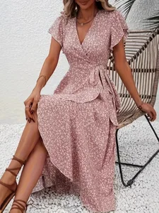 New Floral Linen Summer Maxi Ladies Dress Women Beach Elegant Cotton Long Boho Loose Bohemian Beach Casual Dresses