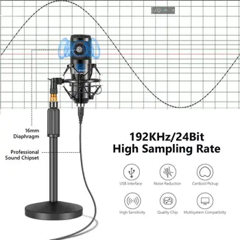 Neewer USB Microphone Kit-Plug&Play Cardioid PC Condenser Mic,Pop Filter, Shock Mount for Computer, YouTube/Gaming Recording detail image