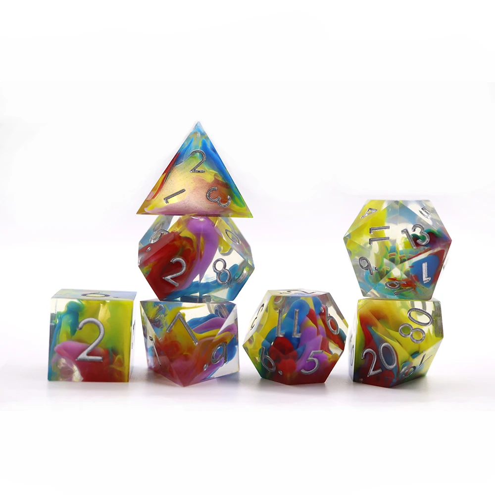 OEM Personalizado D20 Resina Dados de Dragón para Xogos DND 16mm Múltiples 4 Cores Vapor Coloured Dice