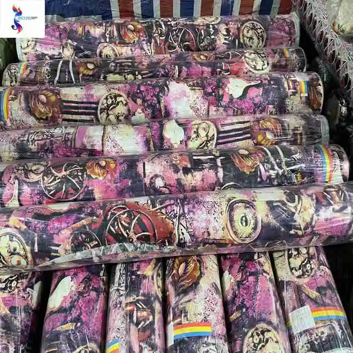 Китай запас ткань хлопок лен тканый цветочный принт ткани