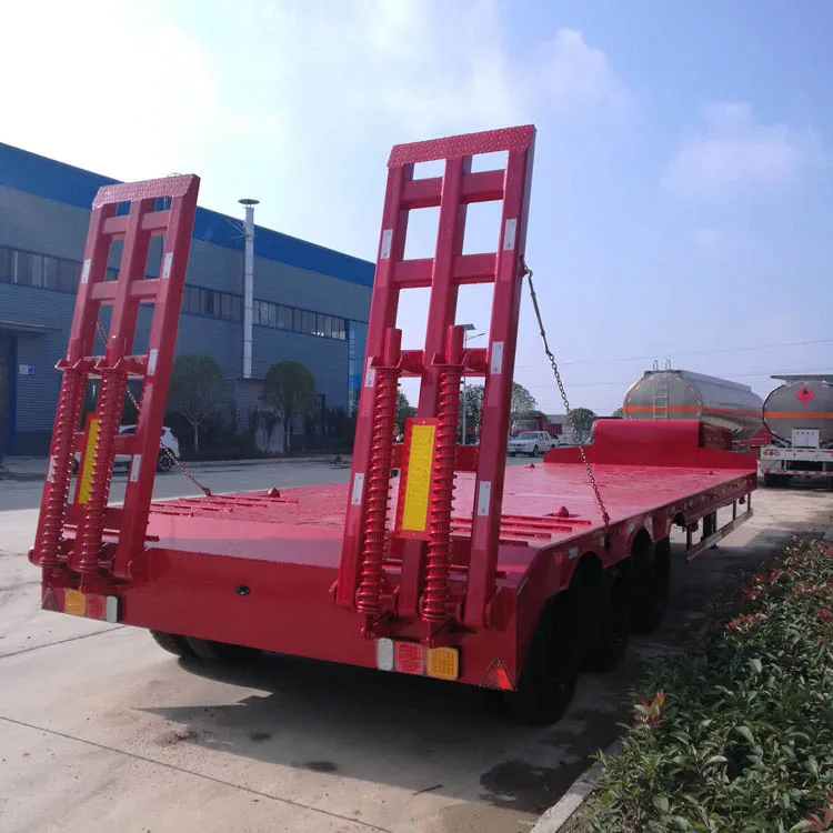 China top brand 3 Axle 70ton Low Bed Semi Trailer with Hydraulic Ramp low bed Trailer Bestsellers fast delivery ready on ship details