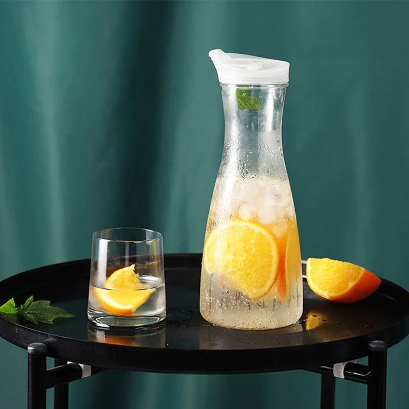 Brocca per tè freddo, grandi brocche per acqua fredda, 2 l, brocca per succhi di frutta, in plastica, brocca per frigorifero, caraffa per succo di frutta, brocca con coperchio, brocca per tè