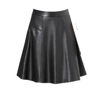 Pudi Women Genuine Leather Skirt Dress Female Girl Real Sheep Skin ...