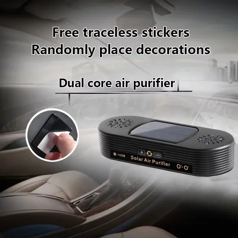 Solar Charging Air Purifier for Car 2-in-1 Solar Air Ionizer with USB Cable High Efficiency Odor Remover for Vehicle Interior 5