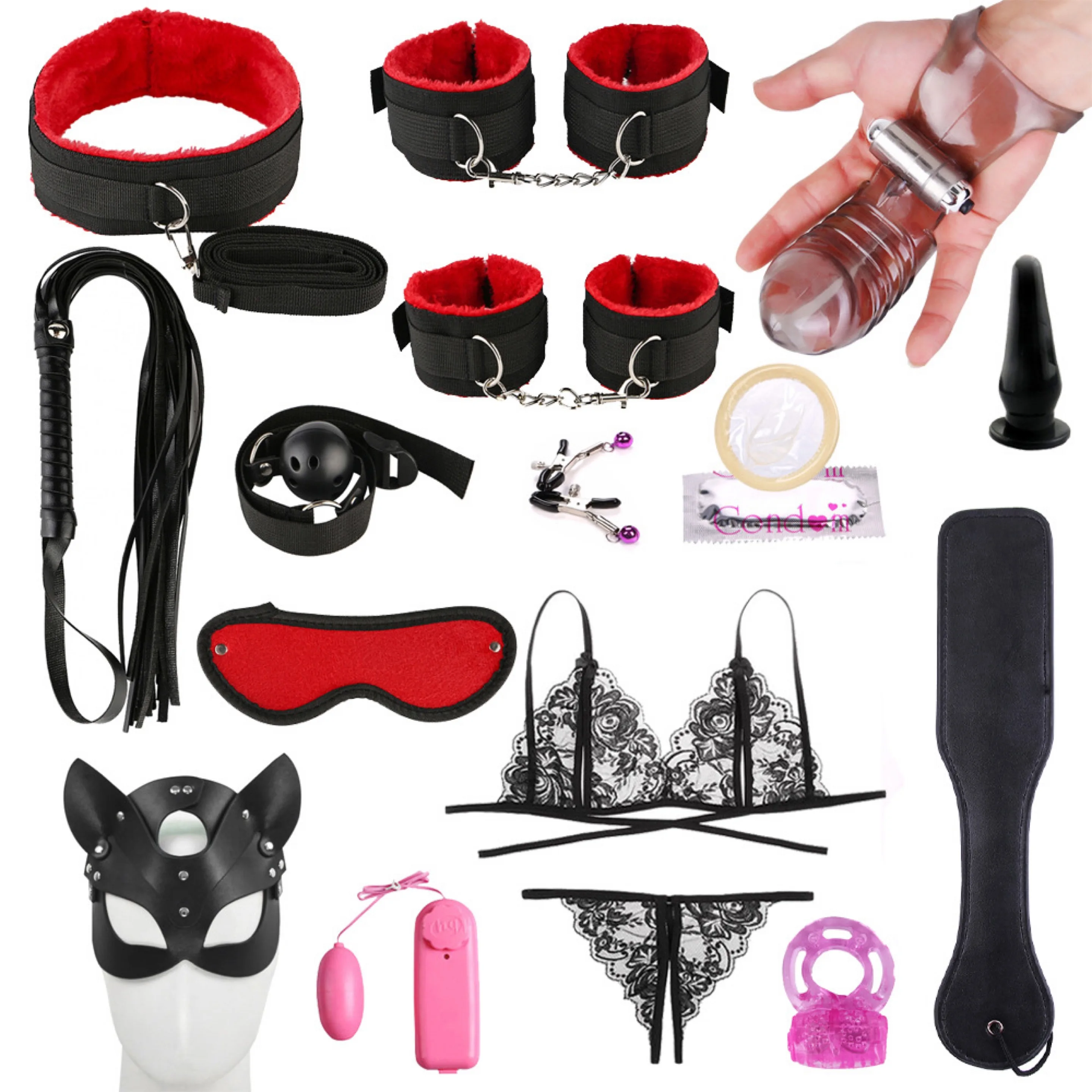 Wholesale 16pcs set Sex Toys Bondage gear sex toys for woman Handcuffs Whip anal plug husband and wife toys vibrators fetish sm Products From m.alibaba Sex Image Hq