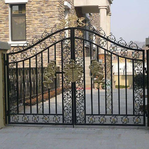 Modern Swing Open Style European Chinese Style Powder Coating Finish Wrought Iron Gates For Safety Accessories Outdoor Use