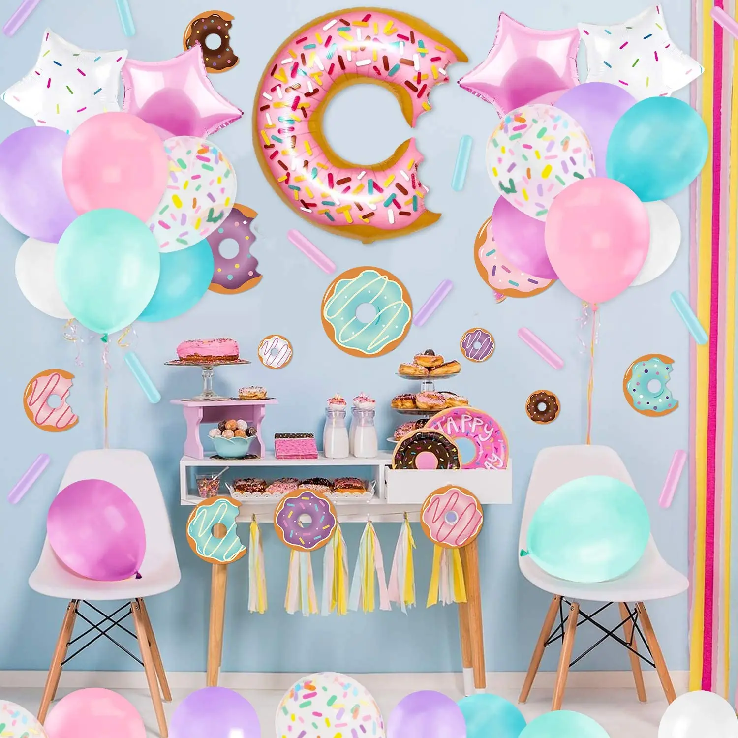  Donut 1st Birthday Party Decorations for Girls - Macaron  Balloon Garland Arch Kit with Happy Birthday Backdrop, Donut Foil Balloon,  Sweet One Donut Birthday Party Decorations : Home & Kitchen