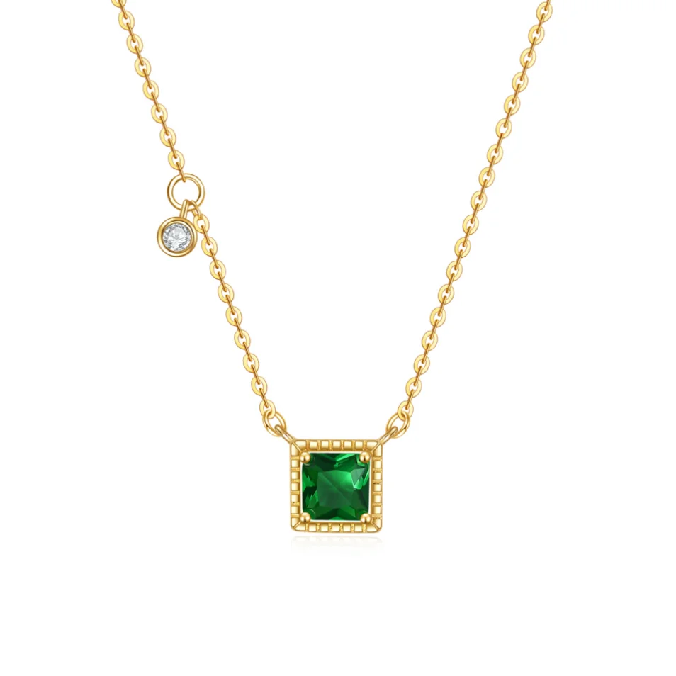 Anniversary Gift - Classic Emerald Zircon Pendant Necklace