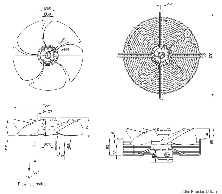 External Rotor Sickle Impeller, WST4E-350.FG.V, 350mm, Axial - detail 6