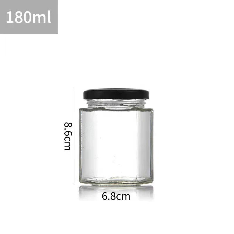 Wholesale 45ml 60ml 85ml 100ml 180ml 280ml 380ml 500ml 730ml Hexagonal Glass Food Container