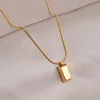 Gold small gold brick necklace