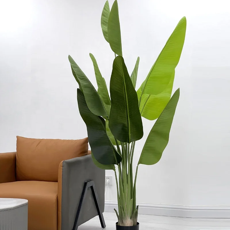Traveler's Madagascar Palm Tree Greenery Decor Tropical Faux Traveller Banana Leaves Bonsai Faux Tree Artificial Plant