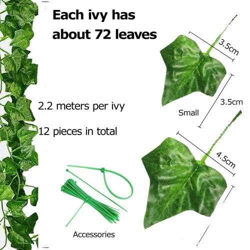 Artificial Ivy Garland Greenery Garlands Hanging Flower Vine for Bedroom Wall Decor Wedding Green Artificial Ivy Leaves