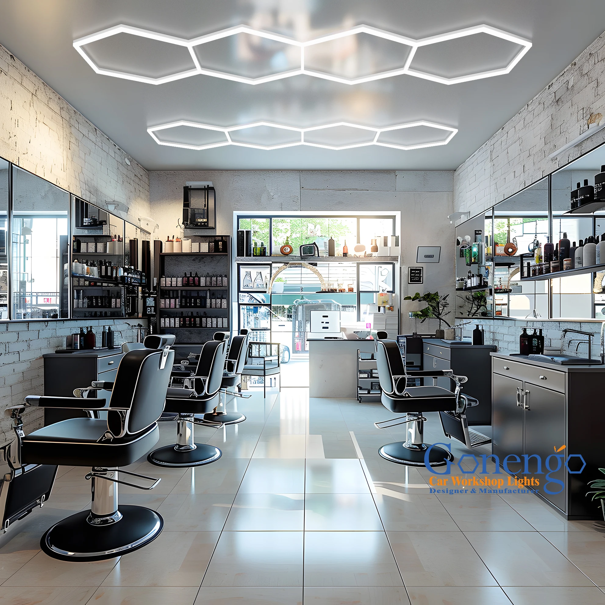 理容室六角ライトファミリースタイルガレージ最新ハニカムLed