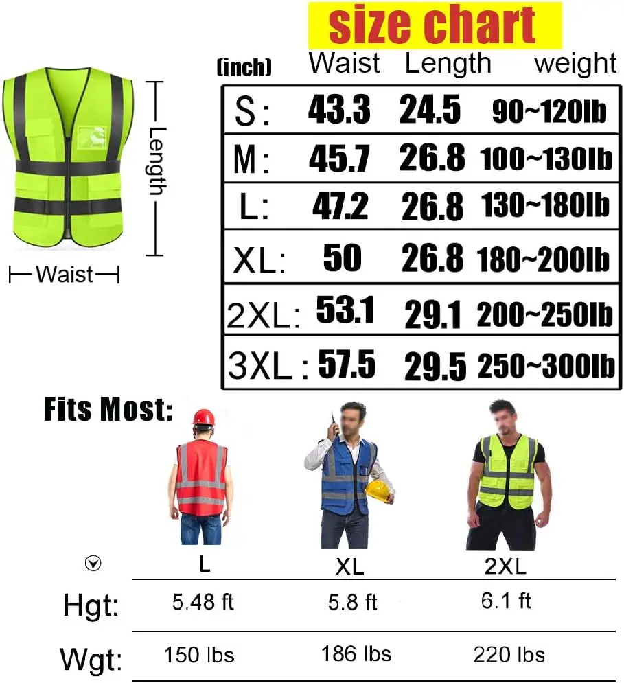 Hi Viz Construction Reflect Jacket Strap Safety Vest Turn Signal