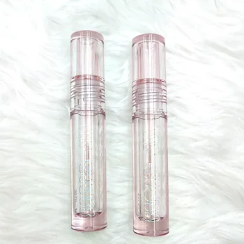 Empty tube round lip gloss tube containers transparent red 3ml custom logo