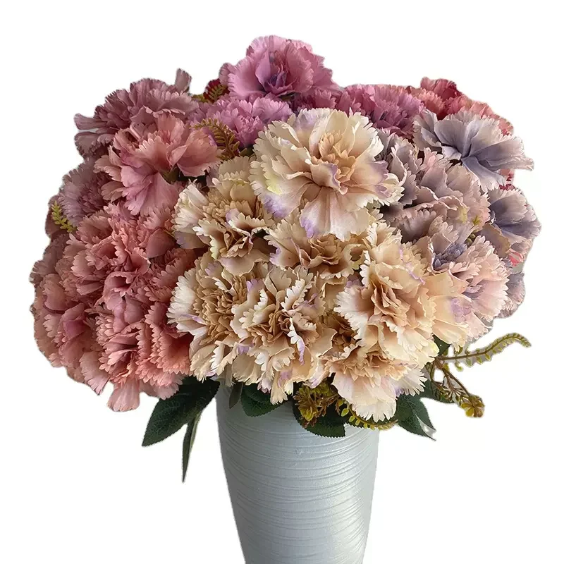 Cheap Wholesale Artificial Flowers Seven Head Nora Carnation Artifical Flowers Decorative