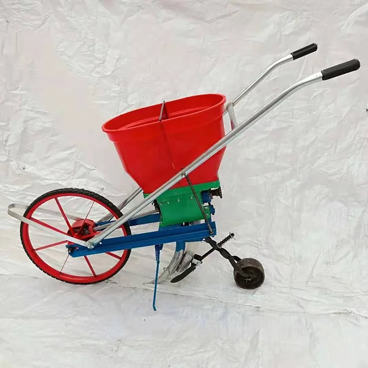 Hand Pushed Corn Bean Planter with Fertilizer Maize Soybean Sorghum Wheat Seeder Manual Seed Planter