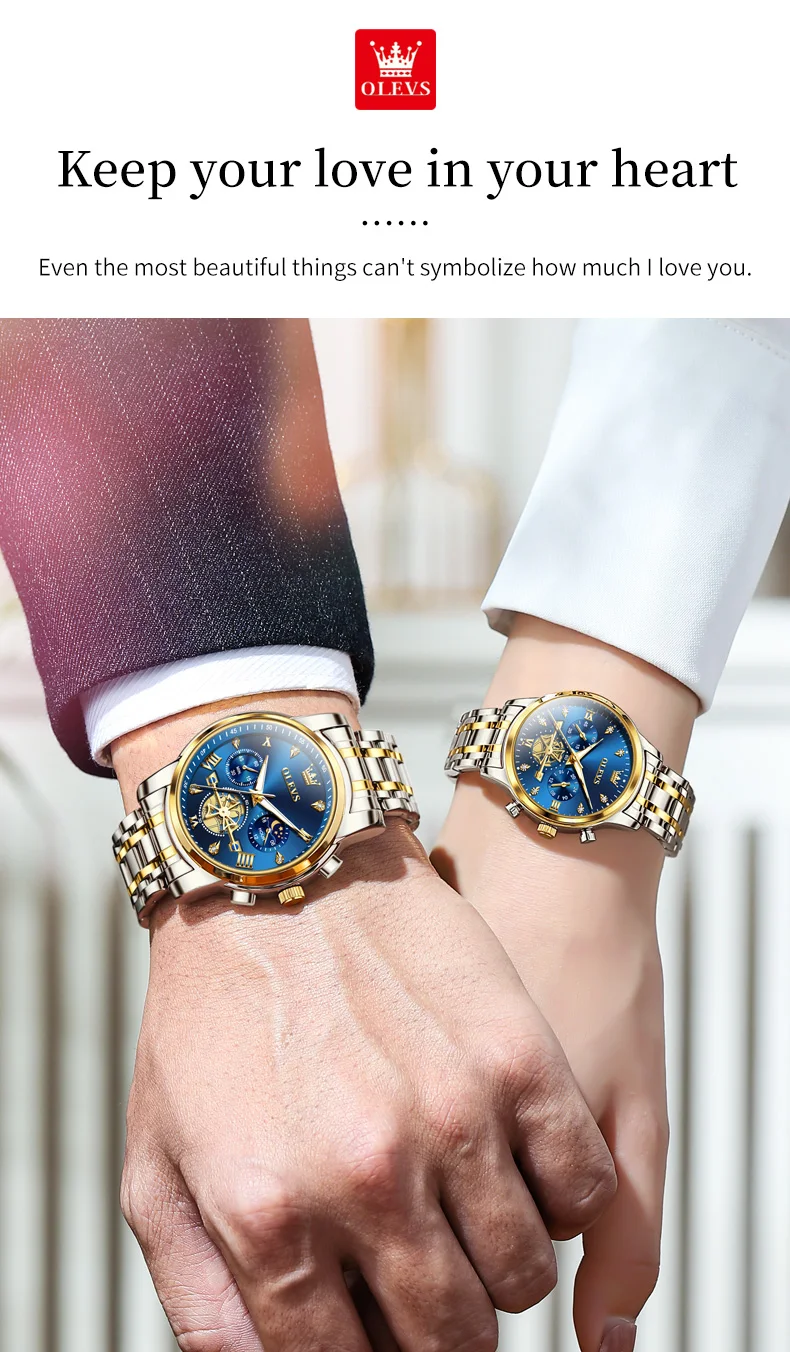 OLEVS 2897 Lover Quartz Rejoles Quartz Watches Smartwatches Waterproof Custom Design Couple China Stainless Steel Couple Watch