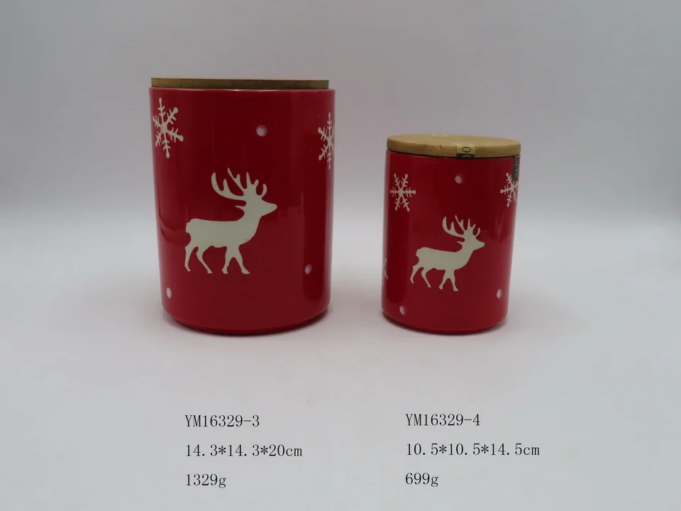 Ceramic Santa Claus Snowman Christmas tree Canister