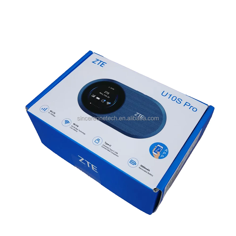 ZTE U10S Pro Wi-Fi 6 GHz Wi-Fi 4 Router, 4G+ LTE, 32 Geräte, 10 Stunden Akku, Global, 2,4 GHz, 5 GHz, Weiß