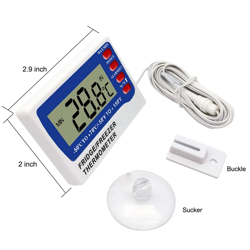 Ldt-17 High Low Temperature Alarm Digital in out Fridge Freezer Refrigerator  Thermometer with Magnet - China Wire: 3m, Temperature Range:  -50-70c/58-158f