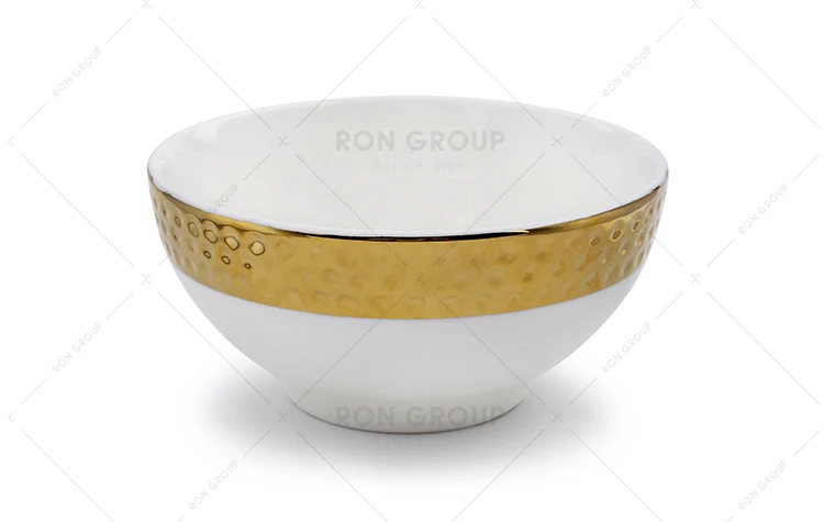cheap price custom wedding decorative pottery plate bowls large luxury gold plated dinner salad fruit serving soup ceramic bowl