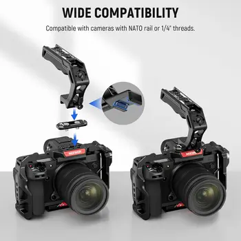 NEEWER Top Handle and NATO Rail Kit, Comfort Silicone Grip with Quick Release NATO Clamp, 3 Cold Shoes and 1/4" 3/8" ARRI detail image