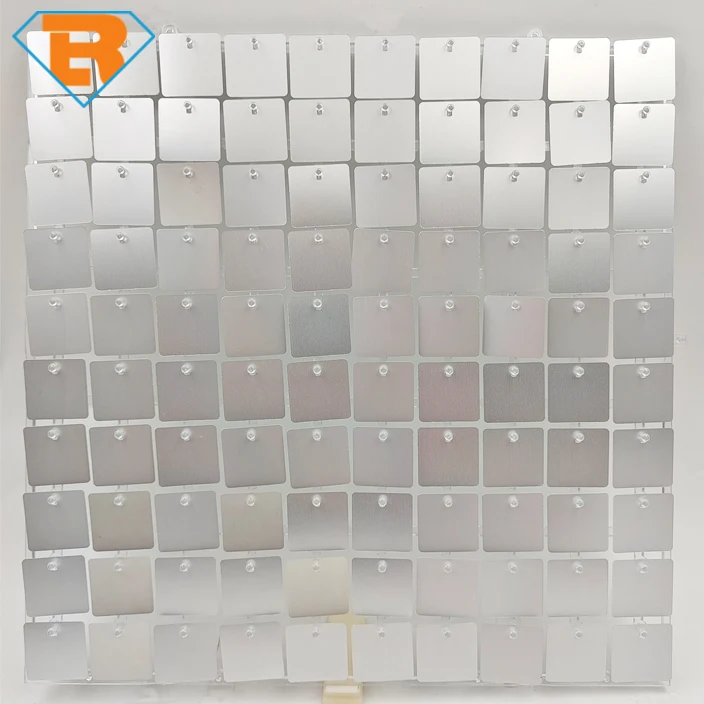 Матовый Серебряный блесток фон с прозрачной сеткой мерцающий настенный квадратная стеновая панель блестками для фотостудии