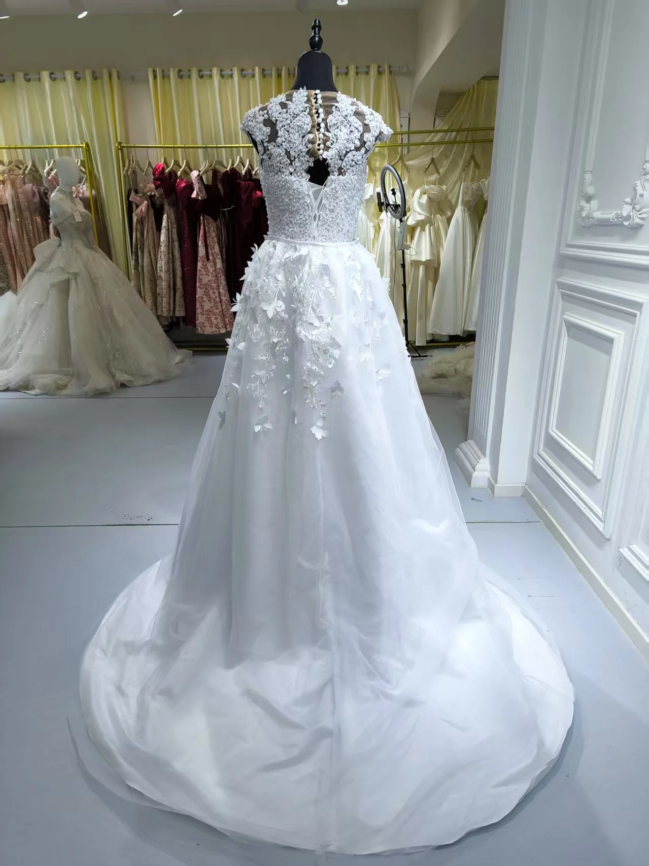 crystal-beaded cocktail dress Montage by Mon Cheri M3109 - Long Allover Lace, Beading & Sequin Mermaid Dress