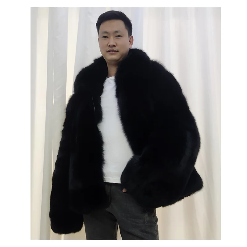 Luxury Real Fox Fur Coat for Men Customizable OEM