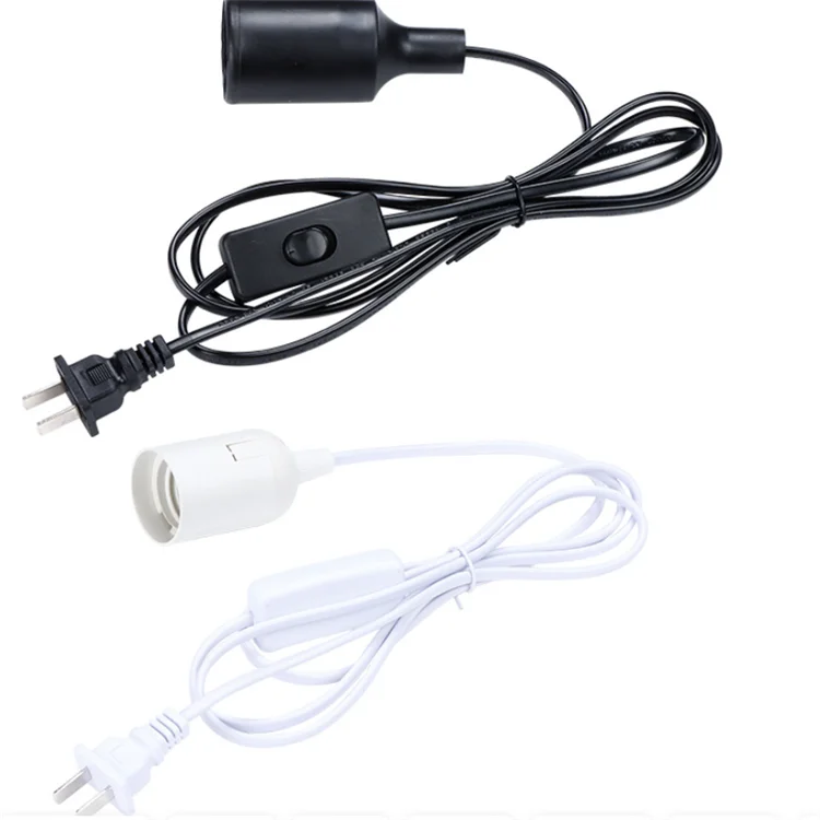 2x Supports Lampe E27 Avec Interrupteur - Câble 1.8m, Prise EU, Pour Lustres, Lampadaires, Abat-jour (noir)