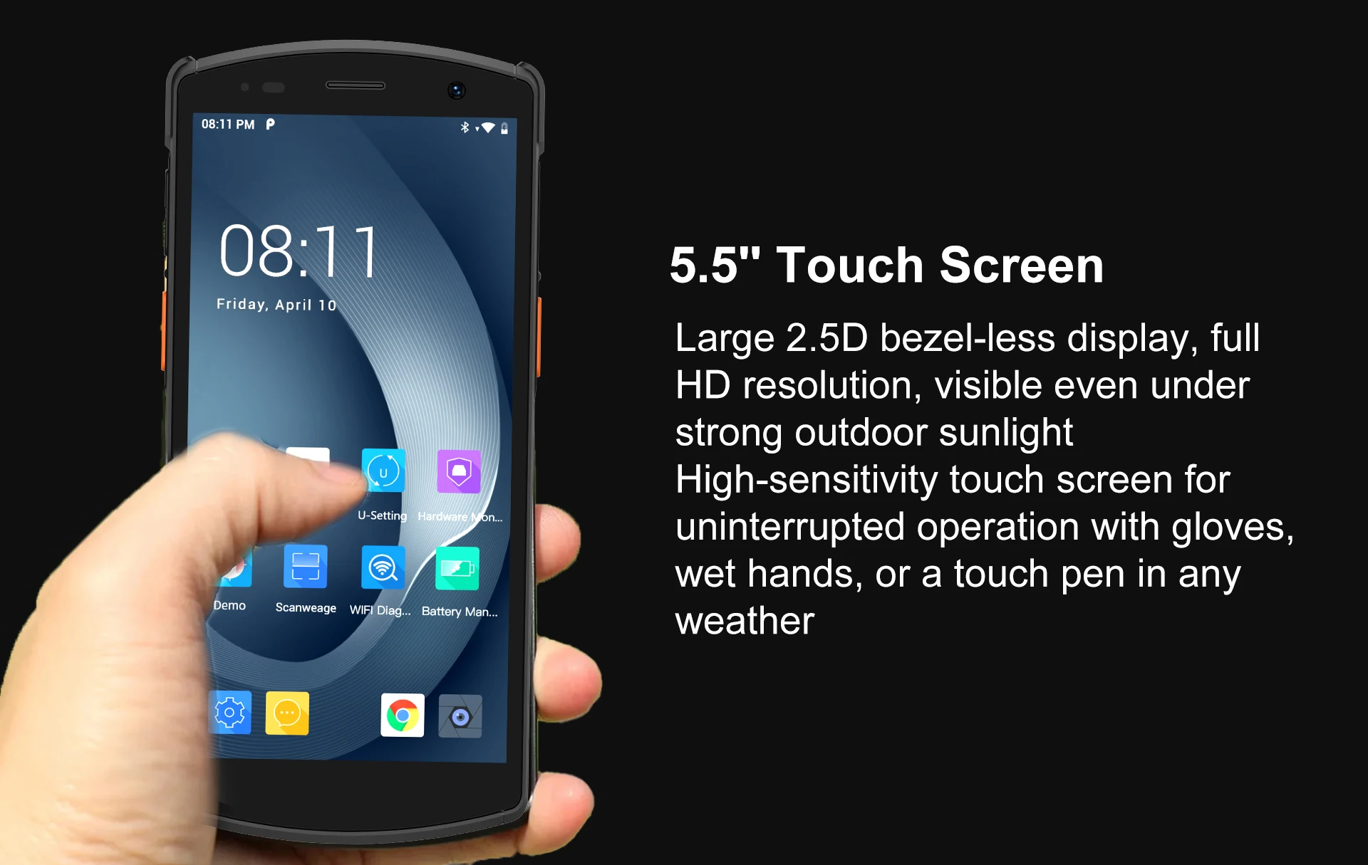 Android 12 Rugged Pda Smartphone Industrial 2.0 Ghz Nfc 32g Handheld 1d