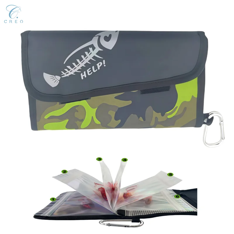 Custom Waterproof Oxford Fishing Gear Organizer Fishing Worms & Soft Bait Storage Bag with Detachable Divided Inner Bags