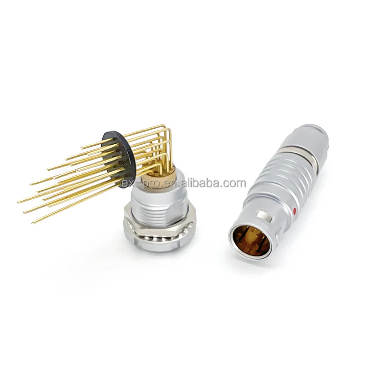 2B Medical Equipment Connector Fixed Socket With Two Nuts Elbow 90 Angle Contact for PCB Circular Precision Connector