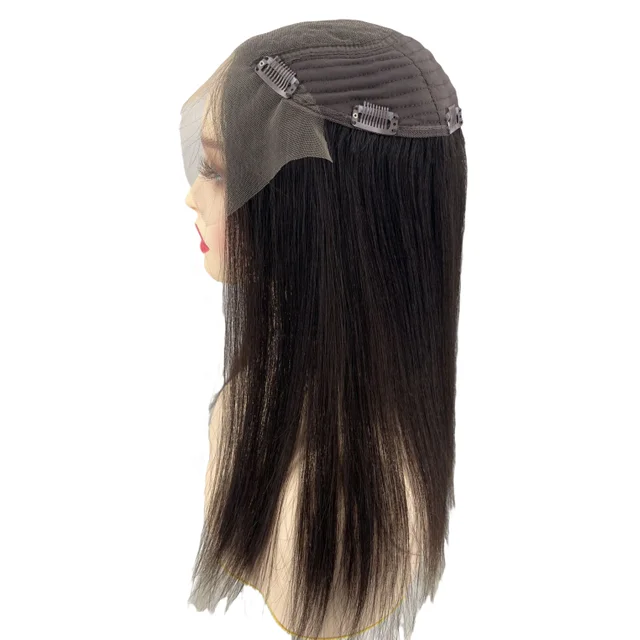 Ready To Ship Elegant Straight Silky Lace Toupee Top Hair Pieces Clip In Hair Topper Hair Replacement For White Women