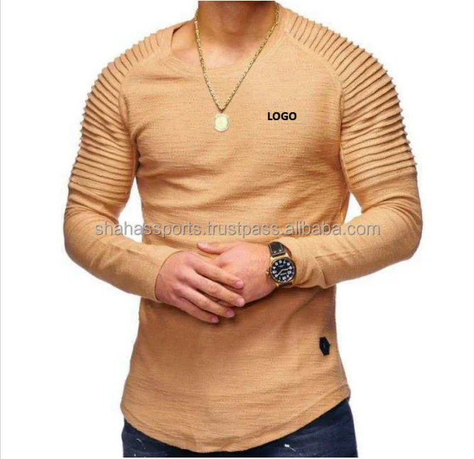  Mens Round Neck Pullover Long Sleeve Solid Blouse